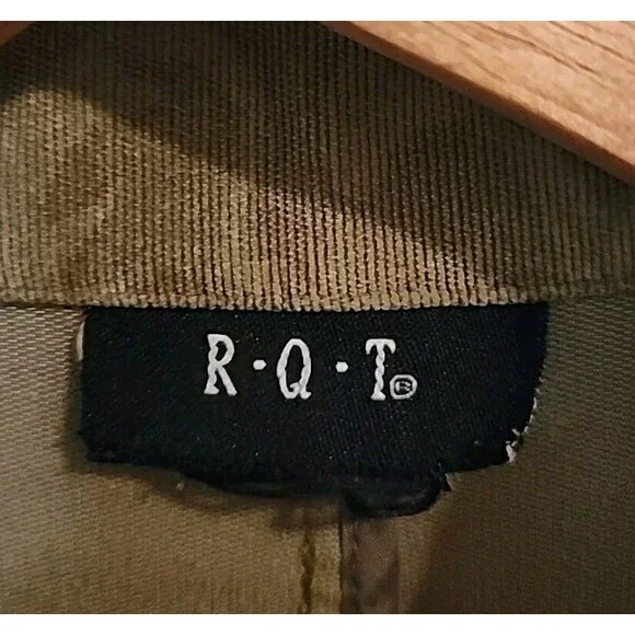 R Q T Womens Blazer Soft Pesto Olive Green Stylish Medium 2 Button Jacket - Picture 4 of 11